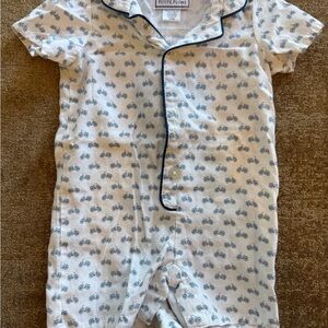 Petite Plume White and Blue Bicycle Print Kids Pajamas